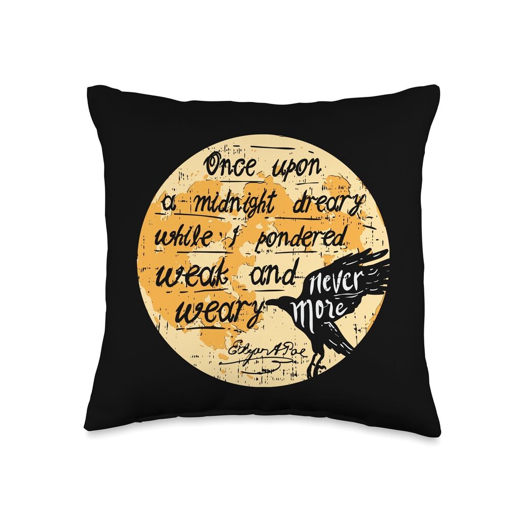 8607 Once Upon A Midnight Edgar Allan Poe The Raven Quote Throw Pillow